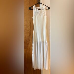 Moon River Cream Ribbed Midi Dress
